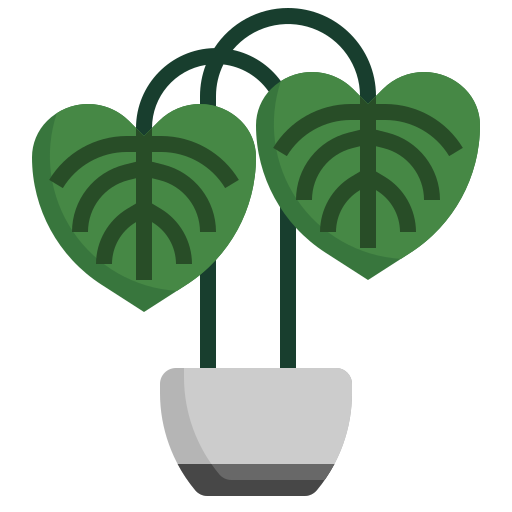 A vector graphic of a green pothos plant in a grey pot.